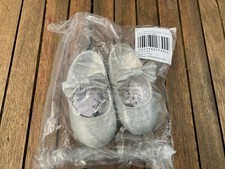 Monsoon baby girl shoes SILVER SPARKLE BOW STRAP AGE 02 hard SOLE WEDDING