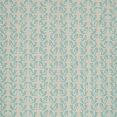 Scandi birds aqua cotton pvc - aqua,
