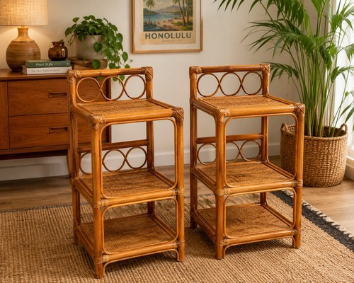 Vintage rattan wicker - wicker, bedside
