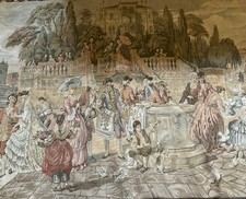 Large Vintage Woven  Tapestry French Riverside Wall Hanging 195 cm  X 97 cm