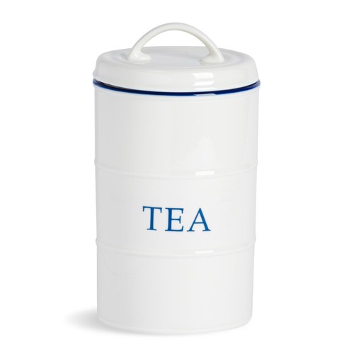 White farmhouse tea canister - white,