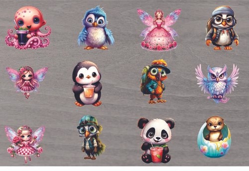 12x colourful mixed animal - mixed,