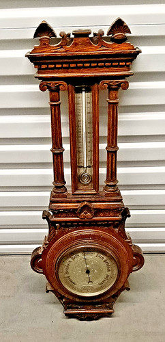 Wooden antique barometer - wooden,