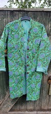  Reversible Quilted Indian Cotton Flower Kantha Coat Jacket New 