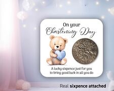 Christening Gift Lucky Sixpence Coin Present Son Daughter Keepsake BOY GIRL 10