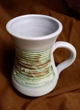 Knights Tintagel Studio Pottery Blue Green Banded Ocean Colour Handmade Mug