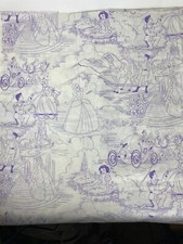 Disney PRINCESS TOILE Purple White Cotton Sparkle Fabric 1 yard Springs Ind 5716