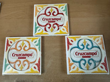Boxed Cruzcampo Sevilla Ceramic Coasters Set of 3 Red Orange Teal - 10cm x 10cm