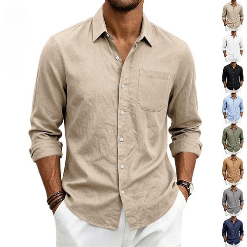 Linen breathable shirt casual - linen,