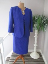 BEAUTIFUL JACQUES VERT ROYAL & BLACK DRESS & MATCHING JACKET SIZE 14  WORN ONCE