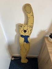 Vintage Wooden Height Growth Chart Childrens Wall Measuring Bear 5 Meter Tall