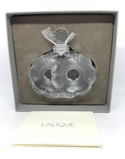 LALIQUE Perfume Bottle Flacon Flower Motif Glass with Box & Booklet