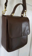 Gigi Small Brown Genuine Leather Box Shoulder Crossbody Grab Bag Handbag  VGC 