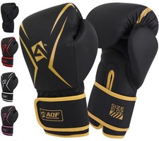 AQF Boxing Gloves Training Leather Mitt Sparring Muay Thai Punch Bag Kickboxing