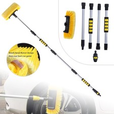 Water Fed Car Wash Brush Telescopic Soft Bristle Pipe Hose Long Handle Washer