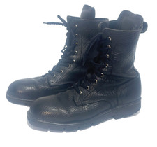 New Rock Black Leather Gothic Combat Boots – Size 10.5 – Spain – Used