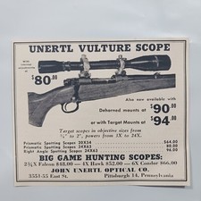 1956 VINTAGE UNERTL VULTURE SCOPE PRINT AD
