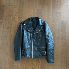 Rivetts 70s Double Rider Leather Jacket Long Chelsea UK Vintage