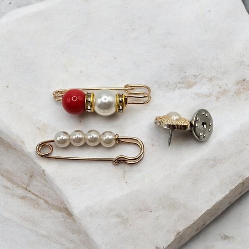 3pcs pearl brooch pin set - 3pcs,