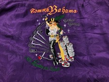 Tommy Bahama "Poker Pirate" Red Silk Hawaiian Style Button-Up Shirt Men L Purple