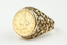 9ct Gold 1 Tallar USA Liberty Commemorative Ring – 1853 Design