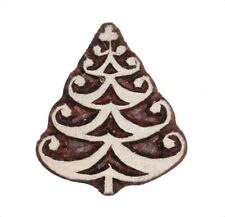 Christmas Tree Stamp 4.5 x 5.1cm Indian Hand Carved Wooden Printing Block