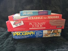 Kids Board Games Bundle Spirograph pictionary scrabble for juniors & car-capers 