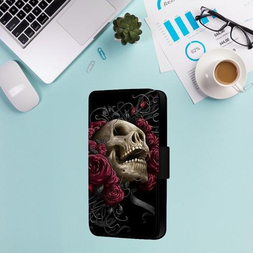 Skull and roses - skull, phone