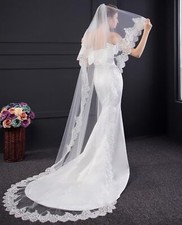 Sequin Lace Wedding Bridal Veil Bride Chapel Cathedral Length with comb 2 Tier