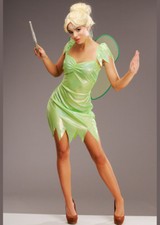 Adult Size Womens Tinkerbell Style Green Magic Forest Fairy Fancy Dress Costume