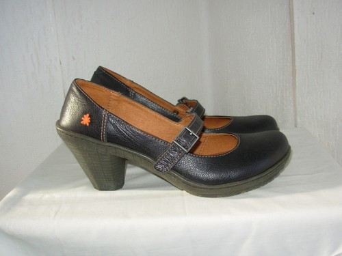 Art black leather heels - art,