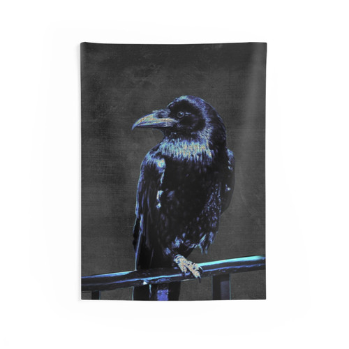 Blue crow art - blue, tapestry