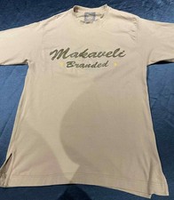 Makaveli Branded Shirt Mens (L) Beige Graphic Hip Hop Tee Logo Tupac 100% Cotton