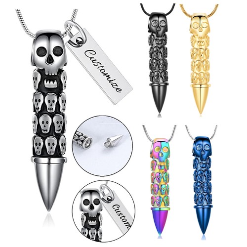 Reto skull bullet urn necklace - reto,
