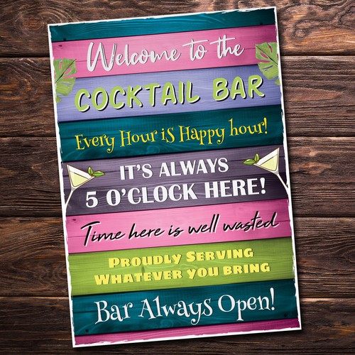Cocktail bar welcome plaque - cocktail,