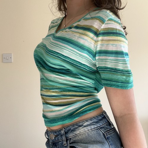 Vintage blue and green neck - vintage, v-neck