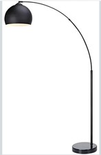 Modern Curved Arc Floor Lamp with Bell Shade & Marble Base