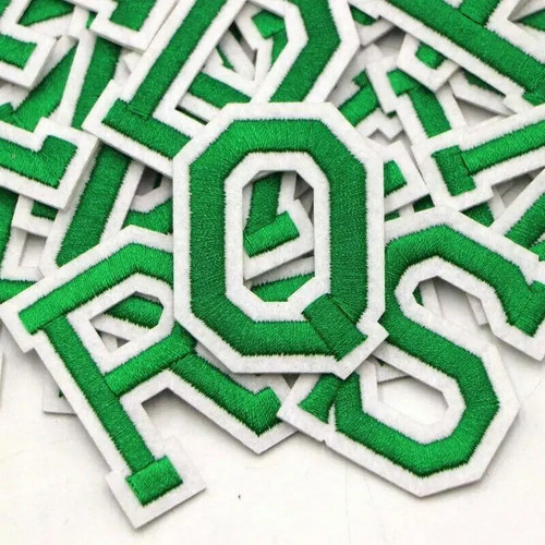 Green letter patches - green,