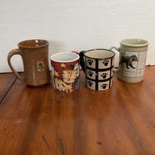 Lot of 4 Stoneware Coffee Mugs
