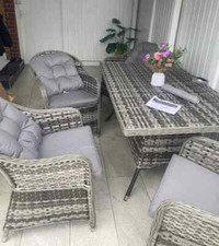 Garden Dining Set Large Wicker