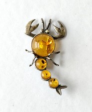 Scorpion brooch amber sterling