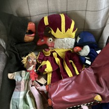 Vintage Antique Wooden Carved Puppets From punch & Judy Grotesque !