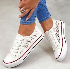 LADIES WOMENS FLAT CANVAS SNEAKERS PUMPS BEACH PLIMSOLLS SUMMER TRAINERS SIZE