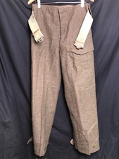 Original Canadian Army Serge Battledress Trousers & 37 Patt Belt - 32" Waist