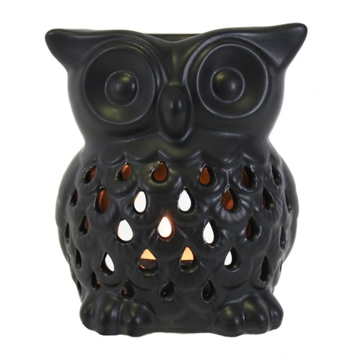 Black owl ceramic oil burner - owl,