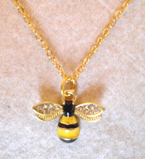 Bee Elegant Simple Rhinestone Pendant Gold Color Necklace Exquisite Holiday UK
