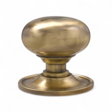 70mm Antique Solid Brass Round Plain Cottage Centre Door Knob Pull Front Back