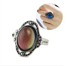 Retro Magic Mood Ring Gem Heart Feeling Color Change Ring Adjustable Temperature