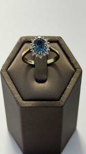Blue topaz and diamond 9ct - and,