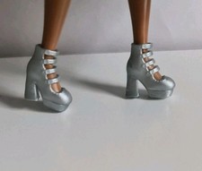 Curvy Barbie Doll Shoes Silver